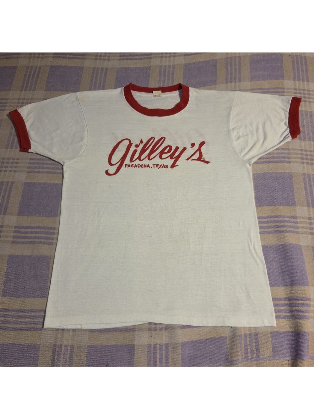 Vintage Gilleys Pasadena Texas Club Shirt 80s Double Sided Ringer T Shirt USA